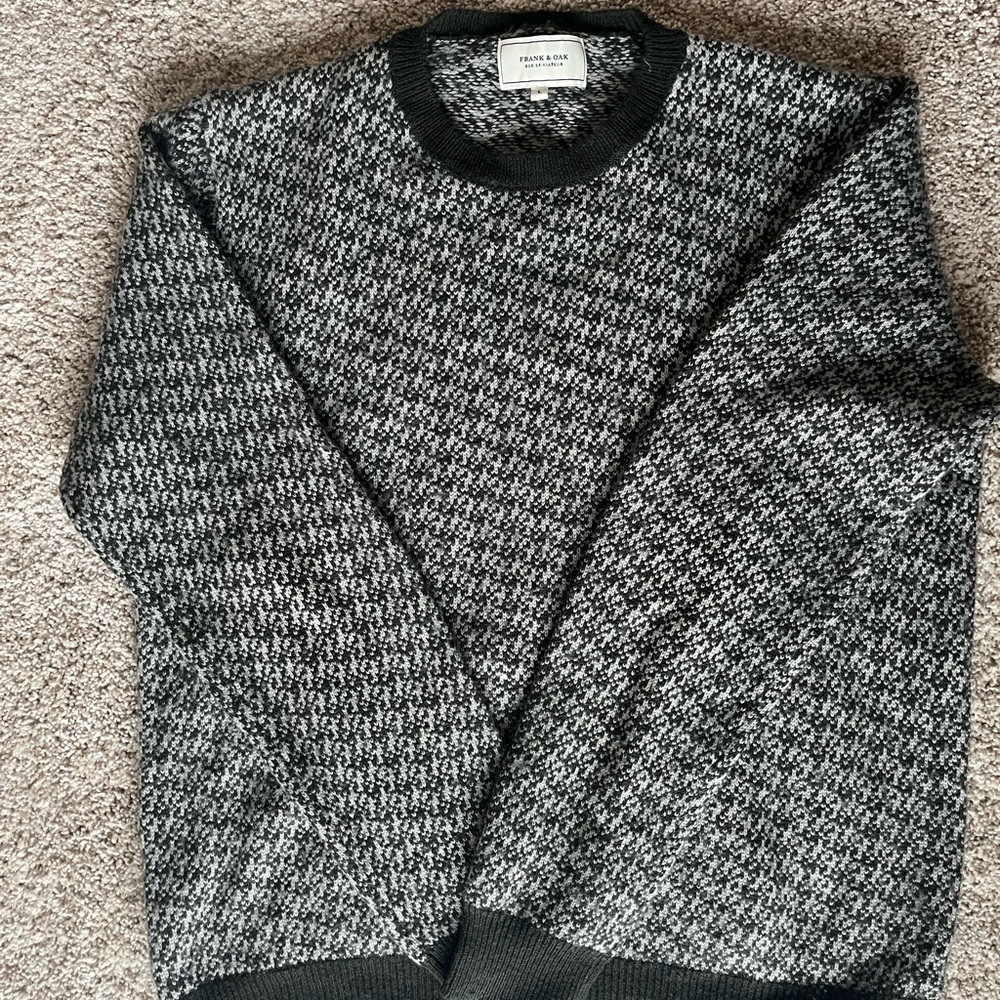 Frank & Oak Black and Gray Crewneck Sweater